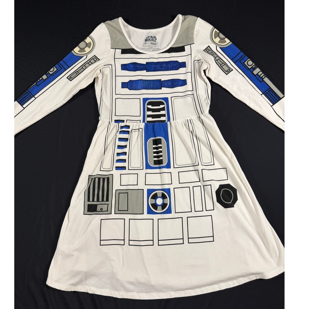 Star Wars Mad Engine R2-D2 Costume Dress Womens Medium White Blue Long Sleeve